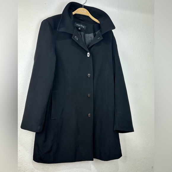 Anne Klein Black Trench Coat - Picture 3 of 10